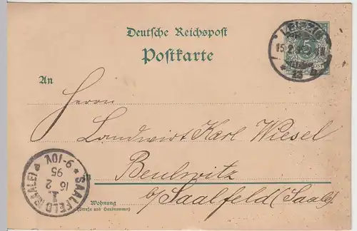 (45866) Ganzsache Deutsche Reichspost, Stempel Leipzig 1895