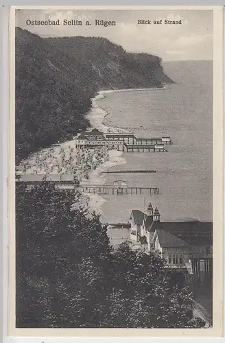 (45784) AK Ostseebad Sellin a. Rügen, Blick auf Strand, vor 1945