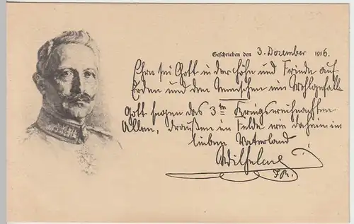 (45783) AK Portrait und Spruch Kaiser Wilhelm, 1916