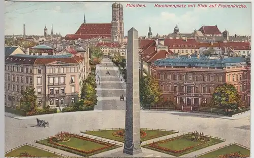 (45749) AK München, Karolinenplatz m. Blick a. Frauenkirche, vor 1945