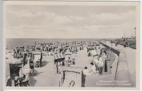 (45746) AK Ostseebad Kühlungsborn, Strandleben m. Promenade, 1950er