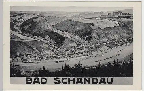 (45710) AK Gemälde von Bad Schandau, Totale, Sächsische Schweiz