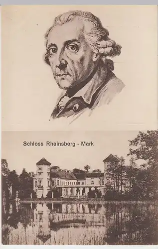 (45657) AK Schloss Rheinsberg m. Portrait Friedrich II., vor 1945
