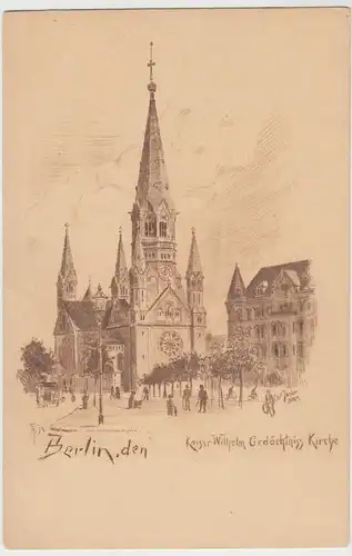 (45637) Künstler AK Berlin, Kaiser Wilhelm-Gedächtniskirche, vor 1905