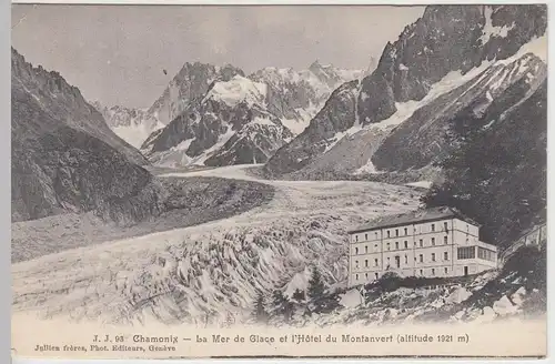 (45580) AK Chamonix, Gletscher u. Hotel Montanvert, vor 1945