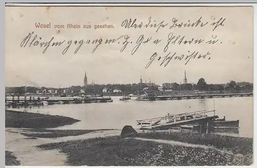 (45530) AK Wesel, Panorama vom Rhein aus gesehen, 1908