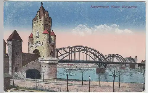 (45504) AK Mainz, Kaiserbrücke, Feldpost 1916