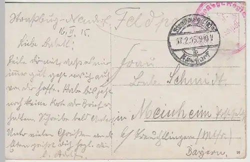 (45483) AK Straßburg, Strasbourg, Höhere Töchterschule, Feldpost 1915