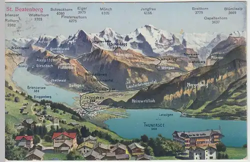 (45477) AK Beatenberg, Bl. a. Interlaken u. Gebirge, 1912