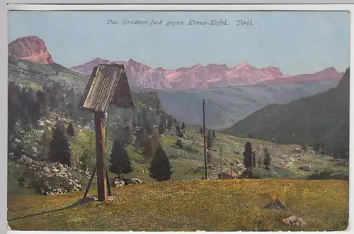 (45458) AK Grödner Joch gegen Kreuz-Kofel, 1907