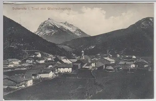 (45455) AK Scharnitz, Totale mit Gleirschspitze, 1912