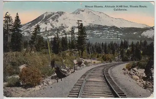 (45438) AK Mount Shasta, California, Blick vom Bahngleis, vor 1945