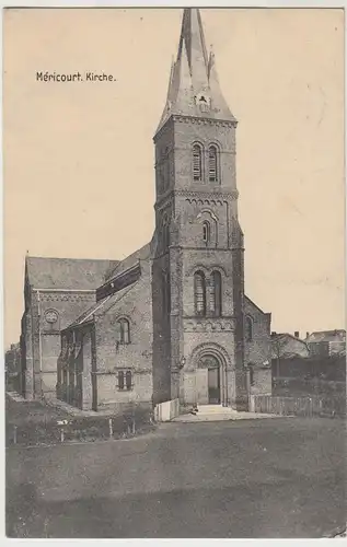 (45425) AK Méricourt, Kirche, Feldpost 1916