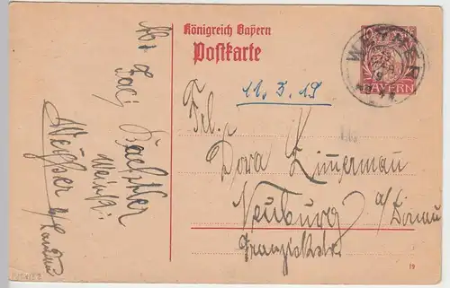 (45143) Ganzsache Bayern, Stempel Weyher 1919