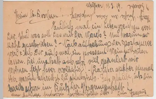 (45143) Ganzsache Bayern, Stempel Weyher 1919