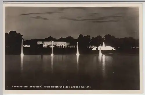 (45028) Foto AK Hannover-Herrenhausen, Festbeleuchtung d. Großen Gartens