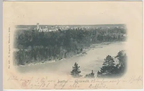 (44974) AK Isarthal, Grünwald, Panorama, 1899