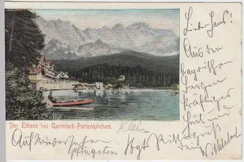 (44809) AK Eibsee-Partie mit Hotels, 1902