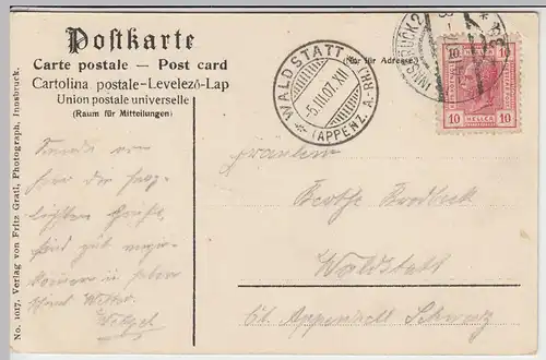 (44778) AK Innsbruck, Totale vom Plateau, 1907