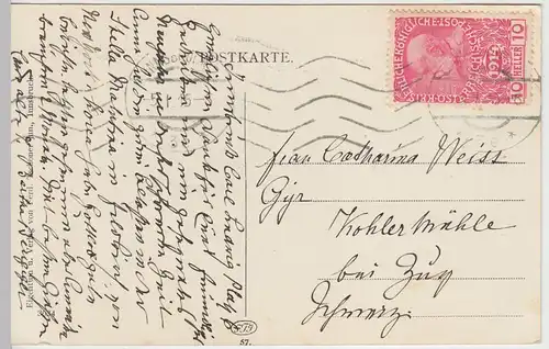 (44777) AK Innsbruck, Totale m. Serlesspitze u.d. Seile, 1915