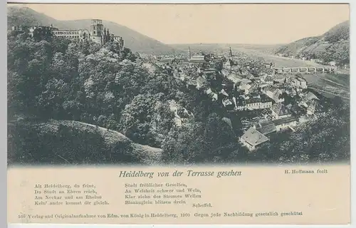 (44594) AK Heidelberg, Totale v.d. Terrasse mit Schloß, 1900