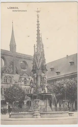 (44215) AK Lübeck, Marktbrunnen, 1908