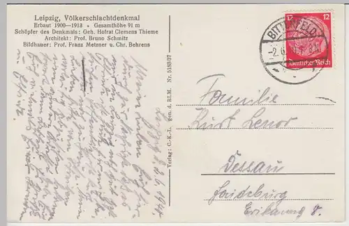 (44102) AK Leipzig, Völkerschlachtdenkmal, Luftbild, 1940