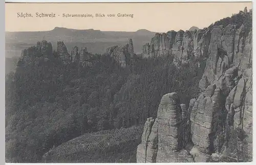 (44083) AK Sächsische Schweiz, Schrammsteine, Blick v. Gratweg, 1918
