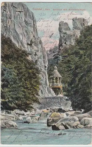 (44027) AK Bodetal, Bodetor mit Kronentempel, 1909