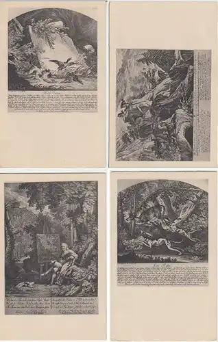 (43923) 4x AK Gemälde von Johann Elias Ridinger vor 1945