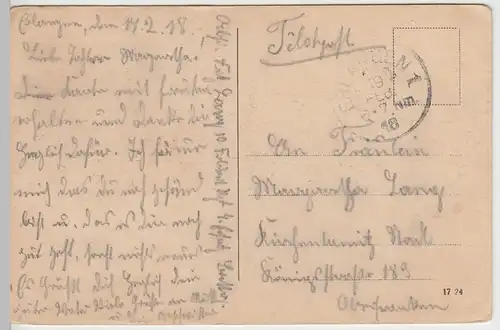 (43716) AK Erlangen, Burgberg, Feldpost 1918