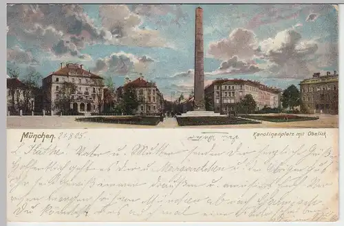 (43650) AK München, Karolinenplatz mit Obelisk 1905