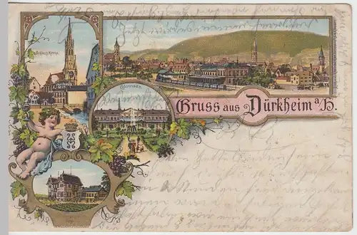 (43648) AK Gruß aus Bad Dürkheim, Litho, Schlosskirche, Kolonnade 1899