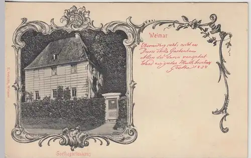 (43324) AK Weimar, Goethes Gartenhaus, Reliefkarte, bis um 1905