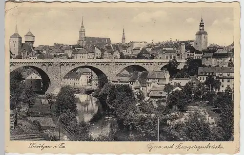 (43321) AK Bautzen, Spree, Kronprinzenbrücke, Friedensbrücke 1939