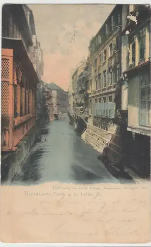 (43250) AK Hannover, Partie an der Leine, um 1901