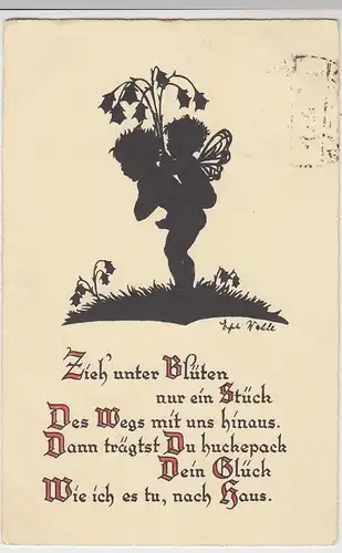 (43177) AK Scherenschnitt v. Wahle: das Glück huckepack 1932
