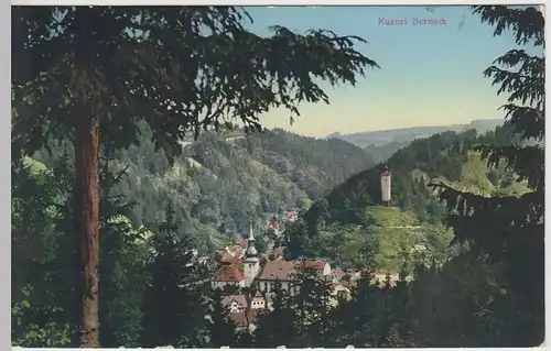 (43174) AK Bad Berneck im Fichtelgebirge, Schlossturm, Kirche 1915
