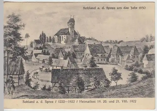 (43161) Künstler AK Sohland an der Spree um 1830, Karte von 1922