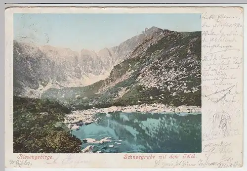 (43090) AK Riesengebirge, Schneegrube, Sniezne Kotly, Teich 1900