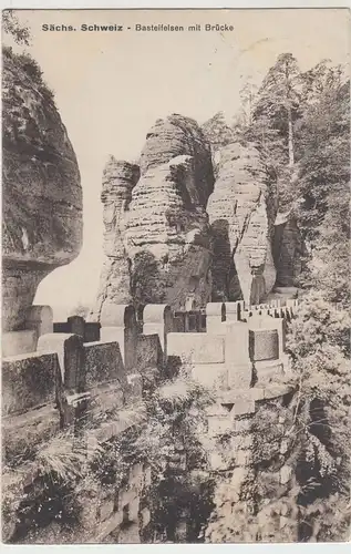 (43078) AK Sächs. Schweiz, Basteifelsen mit Brücke 1928