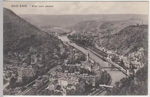 (43047) AK Bad Ems, Panorama Lahn abwärts 1909