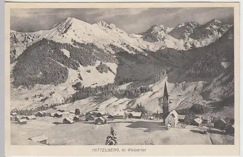 (43016) AK Mittelberg, Kleinwalsertal, Panorama mit Kirche, vor 1945