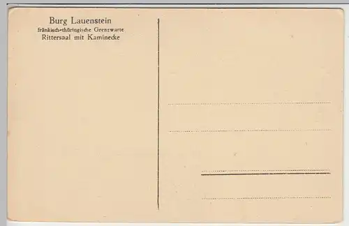 (43001) AK Ludwigsstadt, Burg Lauenstein, Rittersaal mit Kamin, vor 1945