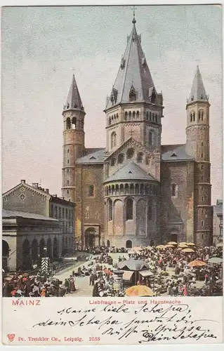 (42950) AK Mainz, Dom, Liebfrauenplatz, Hauptwache 1903