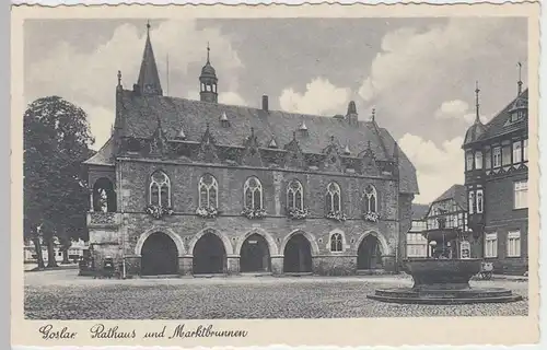 (42609) AK Goslar, Rathaus, Marktbrunnen, vor 1945