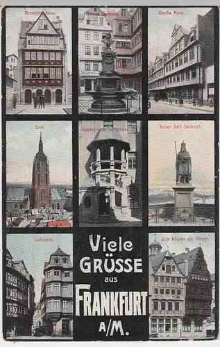 (42604) AK Viele Grüße aus Frankfurt am Main, Mehrbild, Dom 1908