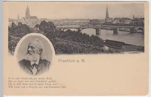 (42602) AK Frankfurt am Main, >Es is kää Stadt uff der weite Welt< um 1900