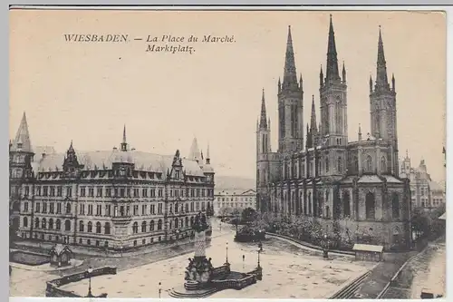 (42571) AK Wiesbaden, Marktplatz, Marktkirche, vor 1945