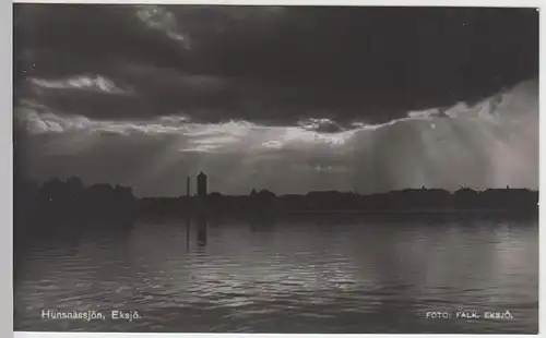 (42416) Foto AK Hunsnässjön, Eksjö, Silhouette am Abend